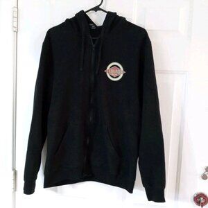 Fatburger Full Zip Fleece Hoodie Sweatshirt Black Size Medium Unisex